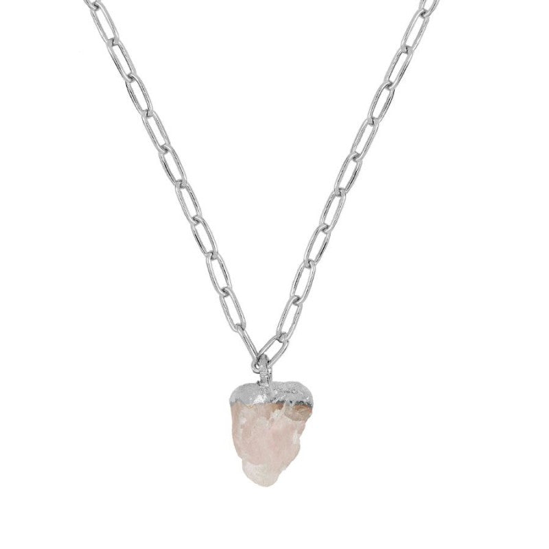 COLLAR ARMONIA CALCEDONIA ROSA PLATA